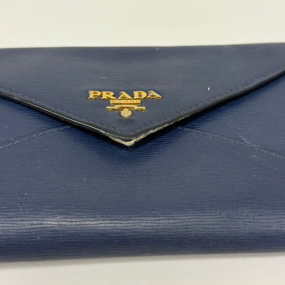 Prada Navy Blue Vitello Leather Envelope Bag P32 - Picture 11 of 14